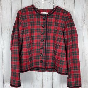 Pendleton 100% Virgin Wool Blazer Jacket Women’s Size 12 Red Green Plaid